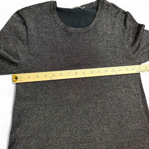 J. McLaughlin Black Metallic Knit Midi Dress Size Small Shimmer Minimalist Party - Picture 9 of 10